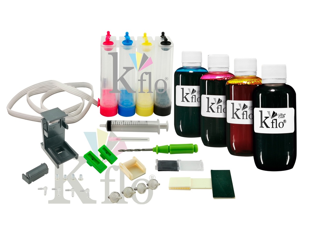 Kflo® Sistema Tinta Continua Universal Cartucho HHp Negro Y Tricolor 662, 664, 667, 122, Etc. 4X120ml